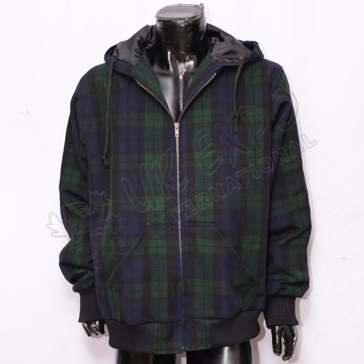 Men's Black Watch Tartan Hooded Jacket