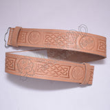 Scottish Flower Celtic Knot Work Emboss Skin Color Leather Belt