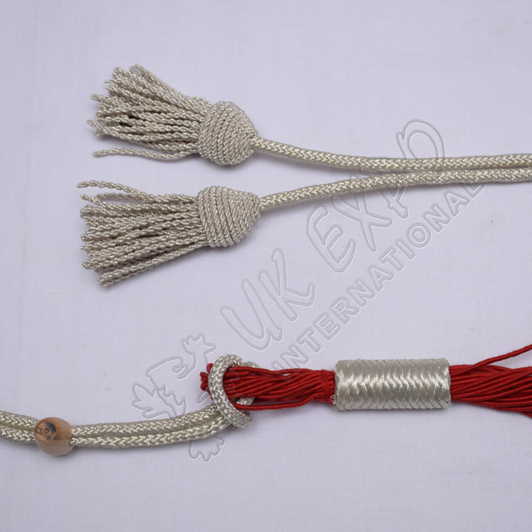 Russian Braid Red Silver Cotton Barrel Sash
