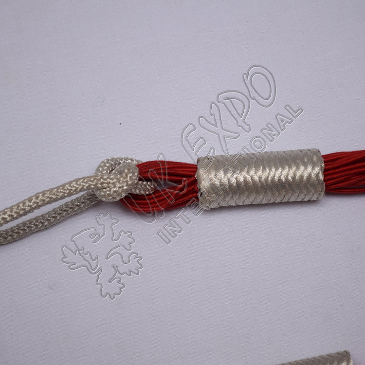 Russian Braid Red Silver Cotton Barrel Sash