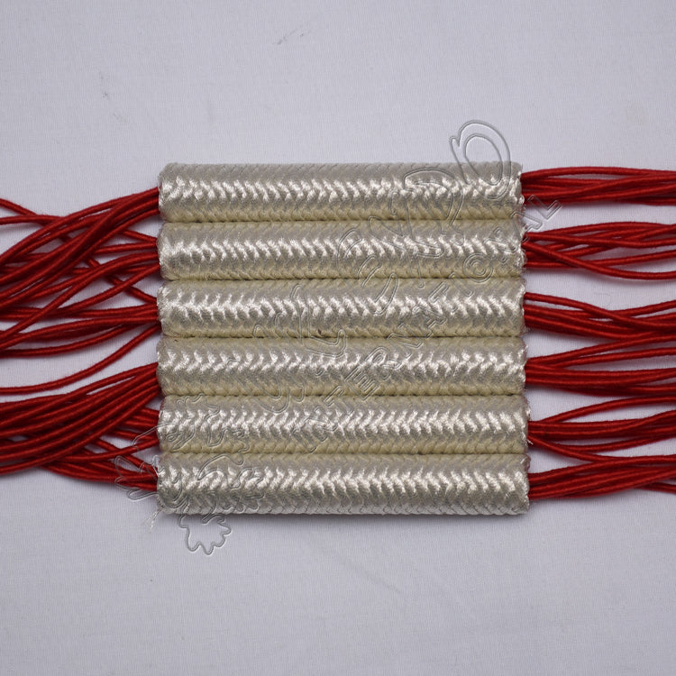 Russian Braid Red Silver Cotton Barrel Sash