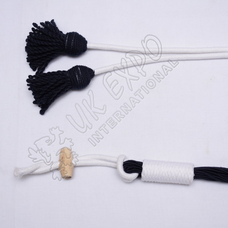 Russian Braid Dark Blue White Cotton Barrel Sash