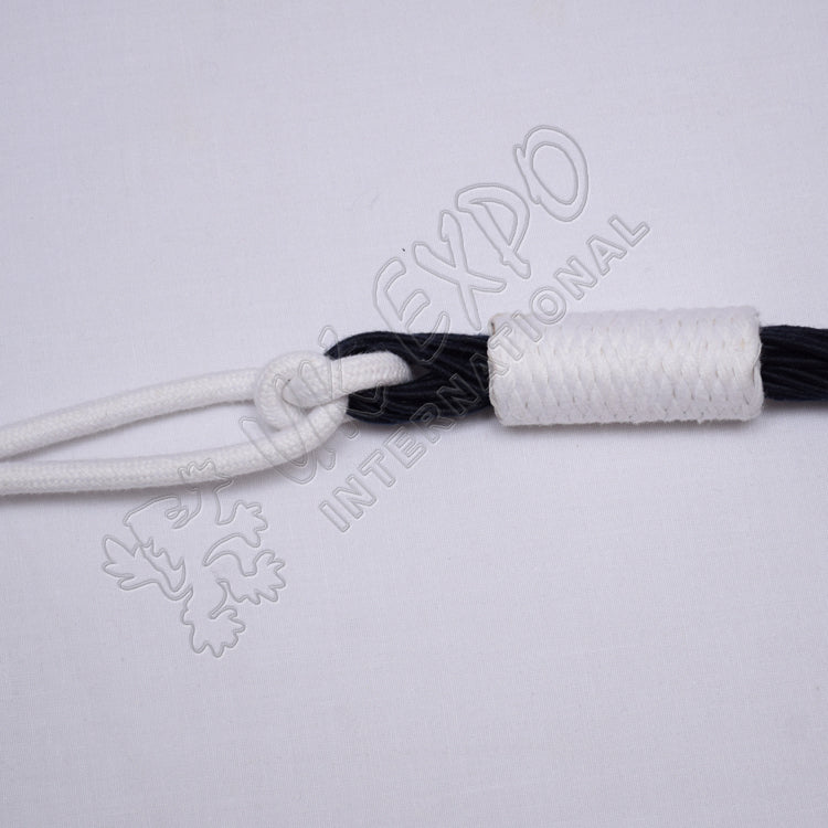 Russian Braid Dark Blue White Cotton Barrel Sash