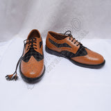 Hybrid Black Tartan Ghillies Brown Leather With PU Sole