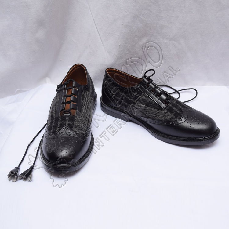 Hybrid Gray Tartan Ghillie Brogues Black Leather With PU Sole