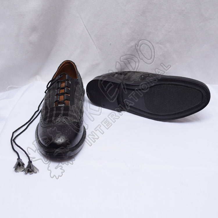 Hybrid Gray Tartan Ghillie Brogues Black Leather With PU Sole