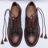 Hybrid Gray Tartan Ghillie Brogues With Chocolate Leather