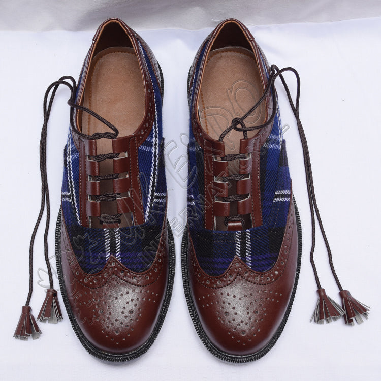 Hybrid Tartan Ghillie Brogues With Rich Chocolate Leather