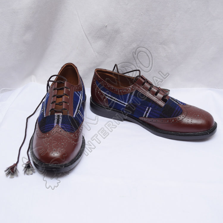 Hybrid Tartan Ghillie Brogues With Rich Chocolate Leather
