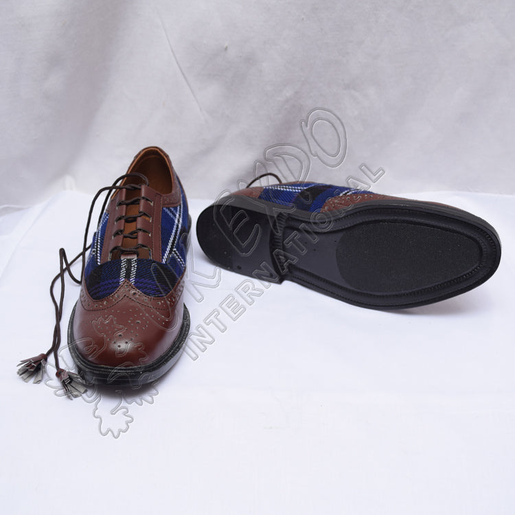 Hybrid Tartan Ghillie Brogues With Rich Chocolate Leather