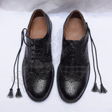 Hybrid Tartan Ghillie Brogues Gray Black Leather With PU Sole