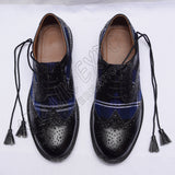 Scotland Heritage Tartan Ghillie Brogues Black Leather Shoes