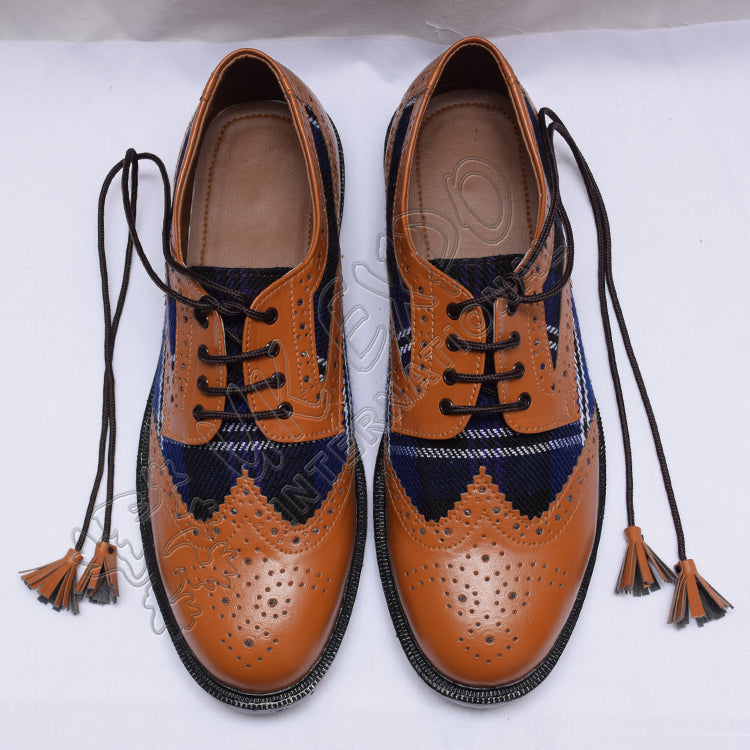Scotland Tartan Ghillie Brogues With Heritage Design Brown Leather