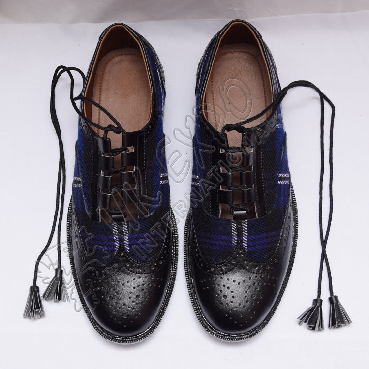 Scotland Tartan Ghillie Brogues Heritage Design Black Leather