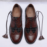 Hybrid Tartan Ghillie Brogues Black/Gray Chocolate Leather Shoes
