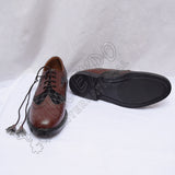 Hybrid Tartan Ghillie Brogues Black/Gray Chocolate Leather Shoes
