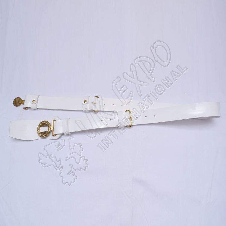 British Ceremonial Sword Buckle White Parade Belt