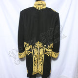 7th Marquess Cholmondeley Style Court Black Wool Gold Bullion Zari Hand Embroidery Jacket
