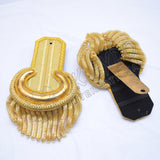 Gold Bullion Moon Epaulettes Black Wool Back Military Shoulder Boards