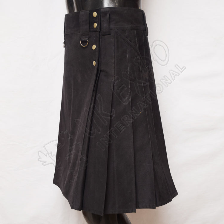 Men Sports Casual Black Utility Kilt