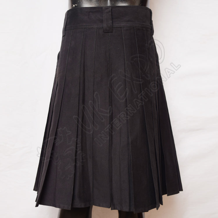Men Sports Casual Black Utility Kilt