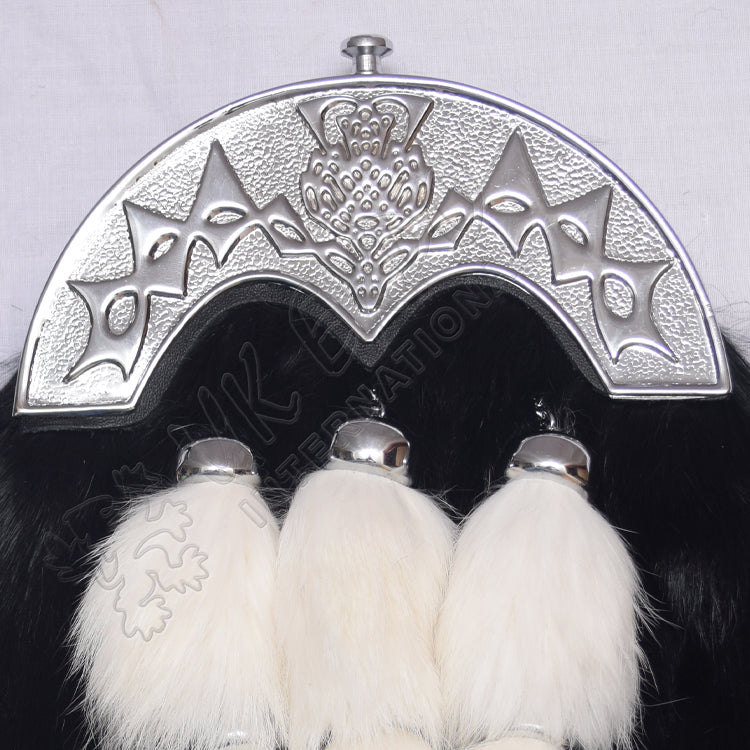 Thistle Bloom Black Rabbit Fur Full Dress Sporran