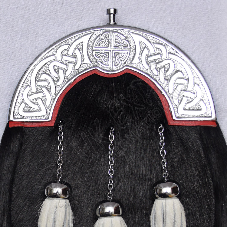 Celtic Black Goat Skin Tassel Full Dress Sporran