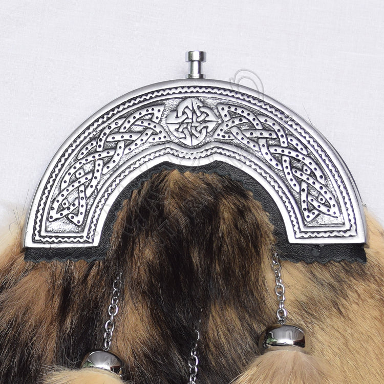 Scottish Fox Fur Celtic Sporran For Men