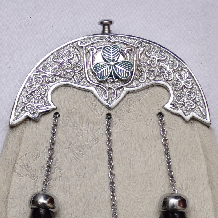 Shamrock White Cowhide Leather Sporran