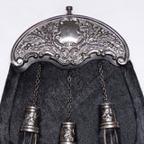 Antique Thistle Cantle Black Goat Skin Sporran