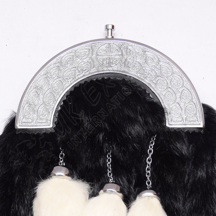 Celtic Knot Black Rabbit Fur Sporran