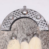 Gray Rabbit Fur Full Dress Celtic Cantle Sporran