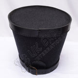 Black Leather Shako Hat with Top Band & Black Thread Detailing