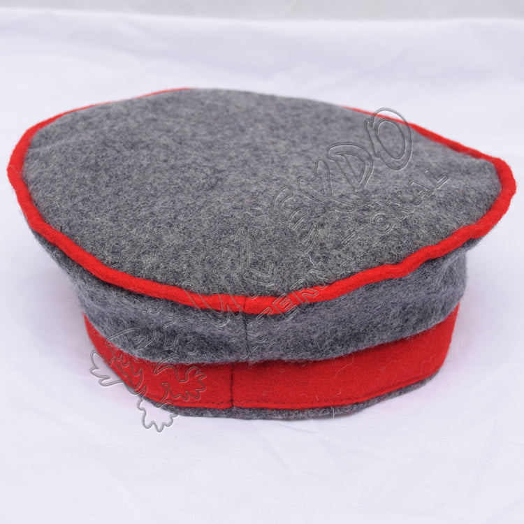 Historical Gray Red Balmoral Hat Scottish Military Cap