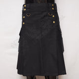 Black Cargo Hiking Stylish Utility Kilt
