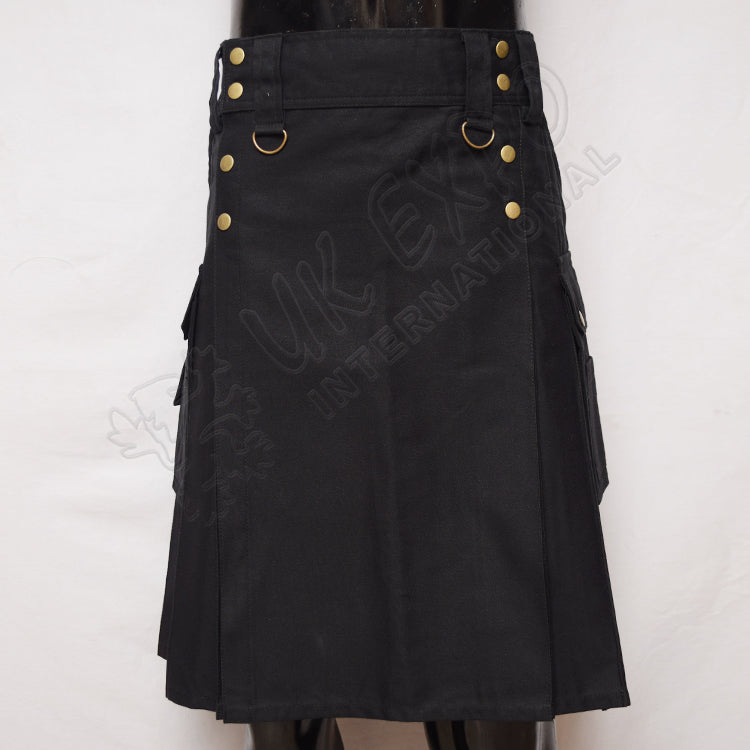 Black Cargo Hiking Stylish Utility Kilt