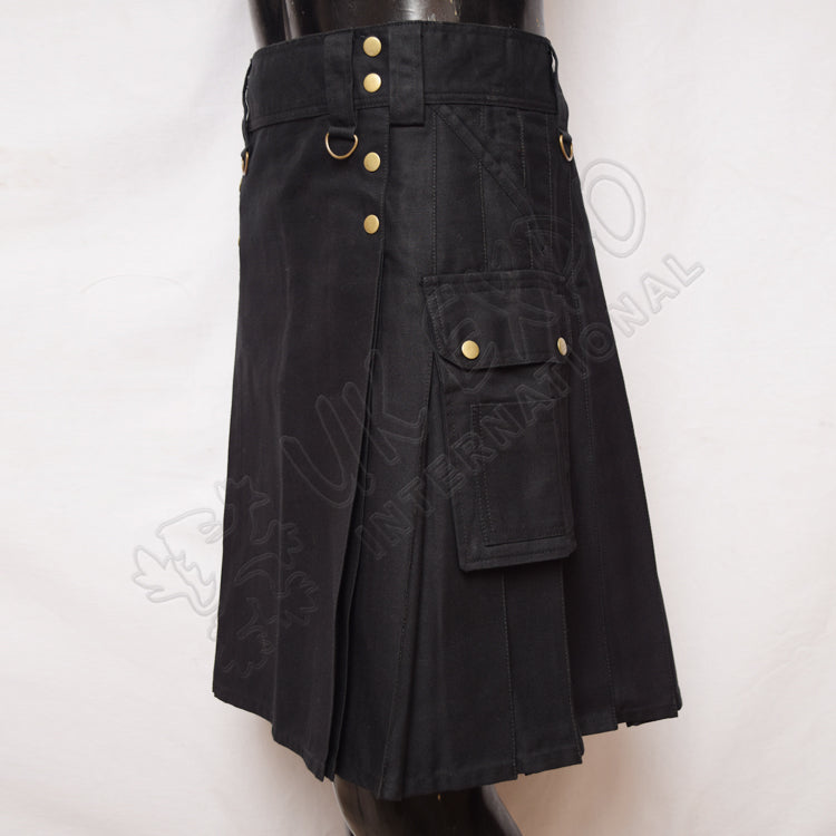 Black Cargo Hiking Stylish Utility Kilt