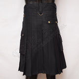 Black Cargo Hiking Stylish Utility Kilt
