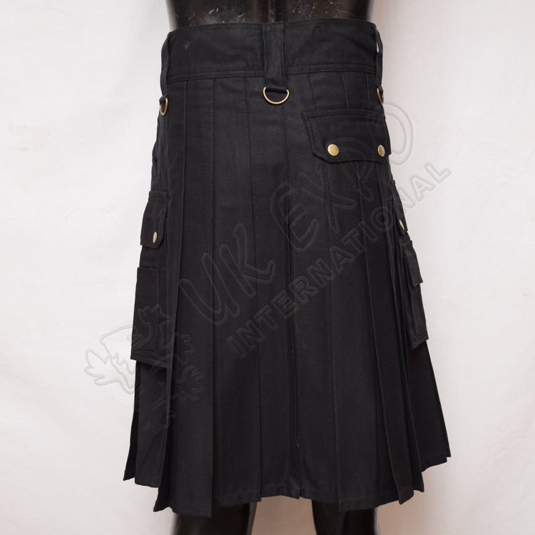 Black Cargo Hiking Stylish Utility Kilt