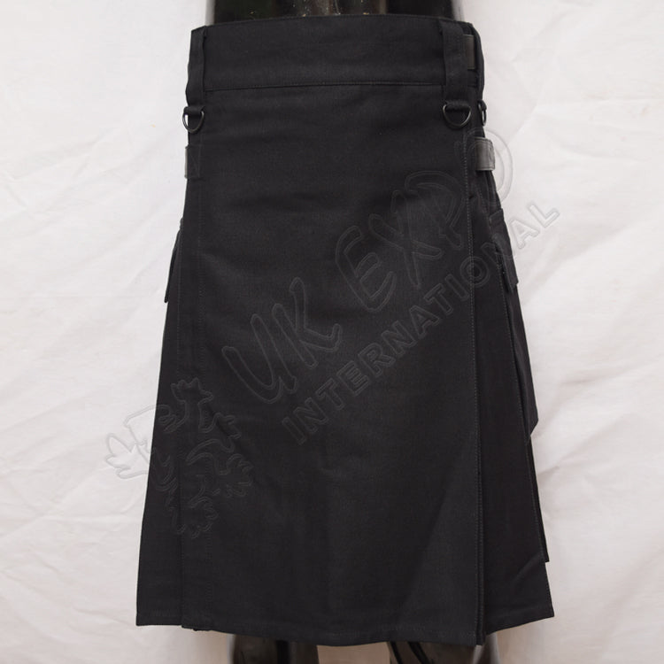 Modern Black Utility Kilt