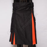 Black With Orange Hybrid Utility Kilt