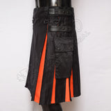 Black With Orange Hybrid Utility Kilt