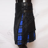 Black Hybrid With Royal Blue Ramsay Tartan Utility Kilt