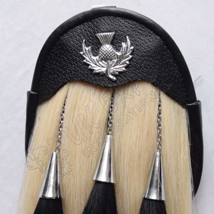 White Horse Hair Black Tassel Thistle Sporran