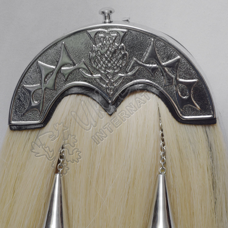 Scottish Chrome Flower White Horse Hair Sporran