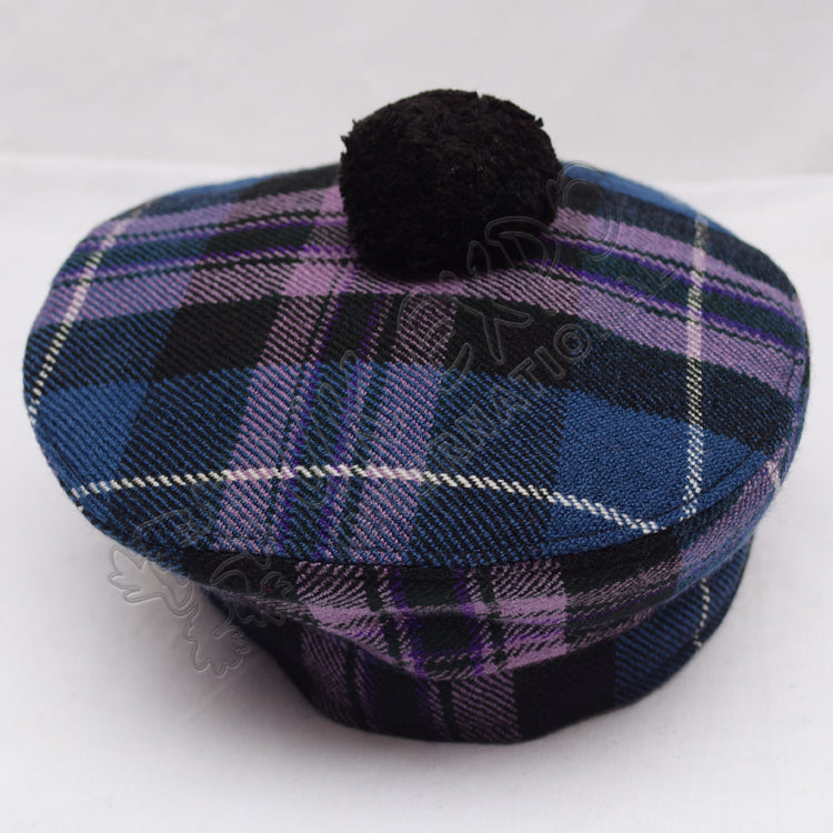Pride of Scotland Tartan Military Bonnet With Black Pom Pom