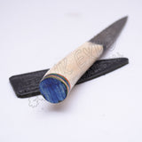 Stag Handle Damascus Steel Blade With Celtic Leather Sheath