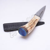 Stag Handle Stainless Steel Blade With Celtic Leather Sheath