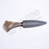 Hostage Handle Damascus Steel Blade With Leather Sheath