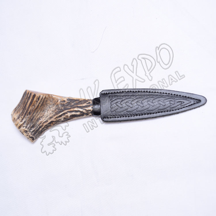 Hostage Handle Damascus Steel Blade With Leather Sheath